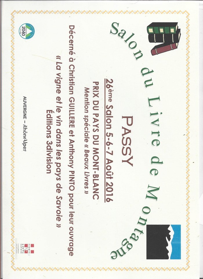 Diplôme Prix du Pays du Mont-Blanc 2016