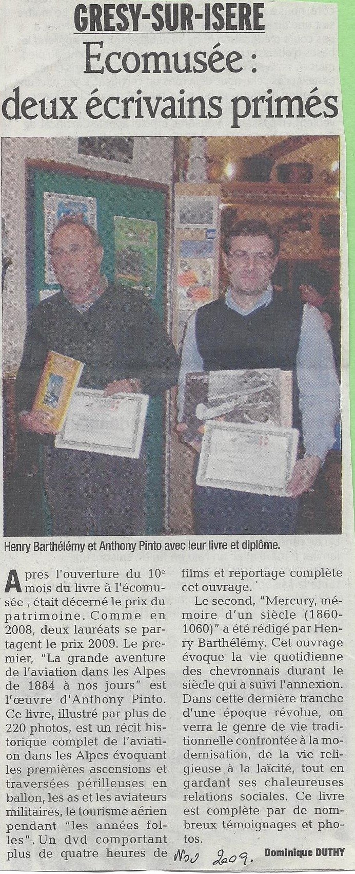 Article écomusée Grésy 2009