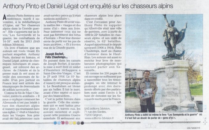 Article chasseurs alpins Ugine