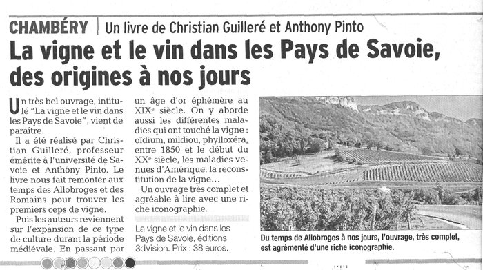 Article vigne Dauphiné Chambéry